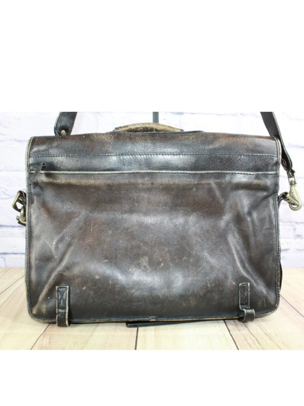 Vintage Brown Leather Messenger Laptop Briefcase Satchel Shoulder Bag 15x10